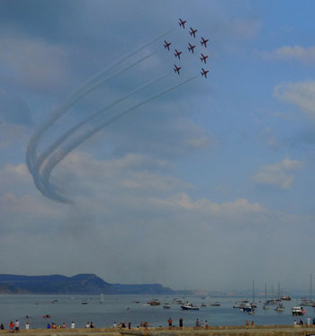 Red Arrows over Lyme Regis